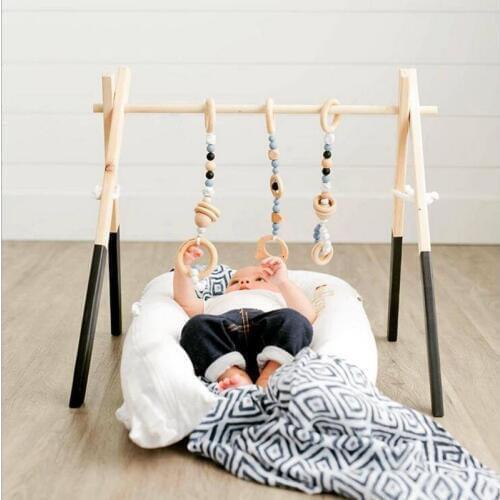 Nordic Baby Play Gym Wood Activity Sensory Develop Wooden Play Game Frame Rack Early Education Toys Kids Newborn Fitness Rack