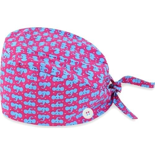 Scrubs caps with buttons print lab hat High Quality adjustable Scrubs women caps beauty salon work caps gorros quirurgicos