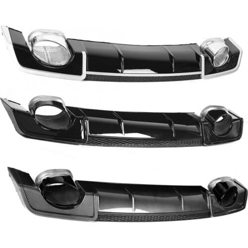 Rear Bumper Lip Spoiler Diffusers Refit for RS3 ABT Style with 2 Tail Throat Fits for Audi A3 8V 2014 2015 Electroplating