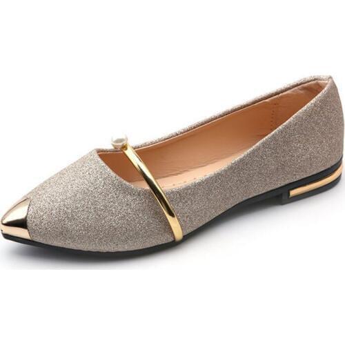 COZULMA 2019 Female Pearl Shallow Shoes Women Pointed Toe Classic Slip-on Casual Shoes Non-slip Ladies Shoes Size 35-40