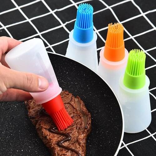 1PC Portable Silicone Oil Bottle with Brush Grill Oil Brushes Liquid Oil Pastry Kitchen Baking BBQ Tool Kitchen Tools for BBQ