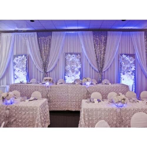 10ft x 20ft White Wedding Backdrop with Shiny Silver Swag Wedding drape and curtain wedding decoration 1 order