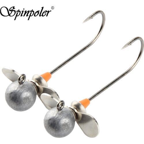 Spinpoler 2 PSC High Quality 5g 7g 10g 14g Lead Head Propeller Single Hook Jig Bait Fishing Hooks For Soft Lure Fishing Tackle