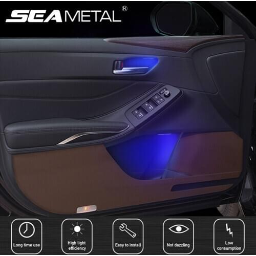 4pcs Car Door Handle Decoration Lights Universal LED Lamp Ambient Light for Door Storage Boxes Interior Car Gadget Accessories