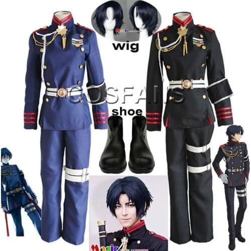 Anime Seraph Of The End Owari No Serafu Guren Ichinose Cosplay Costume Military Uniform Outfit Halloween Part Full set wig shoes