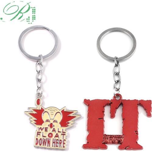RJ Horror Movie IT Keychains Stephen Kings It We all float down here Pennywise Joker Keyring For Men Women Halloween Jewelry