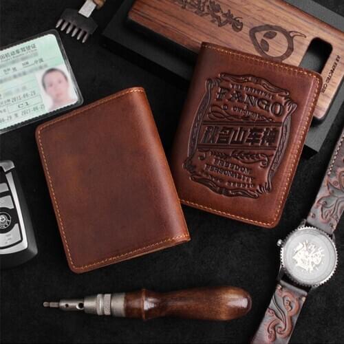 6.8*10.5cm Cow Leather Cover For Car Rights Documents Handmade Driver License Credit ID Card Holder Box For Unisex