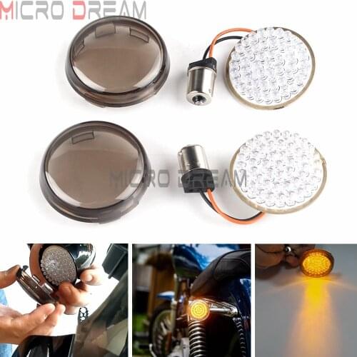 For Harley Touring Street Road Electra Tri Glide Sportster 883 Dyna Fat Bob Cafe Racer 1156 Amber LED Bullet Turn Signal Inserts