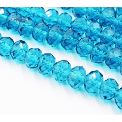 FLTMRH 7 Beads 70 Peacock Blue Crystal Glass Faceted Rondelle Beads 8mm