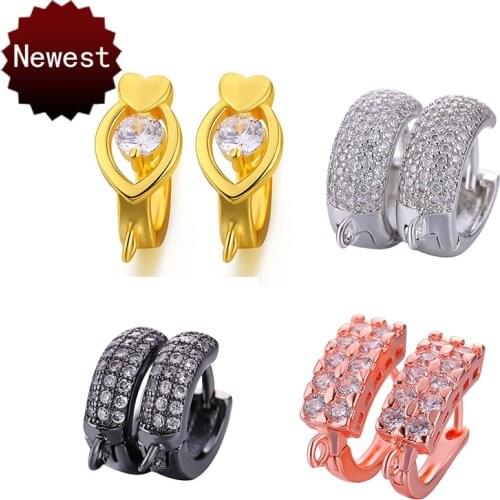 Gold Black 5 Pairs High Quality Copper Metal Crystal Hoop Earrings Accessories for Jewelry Making DIY Earrings Findings