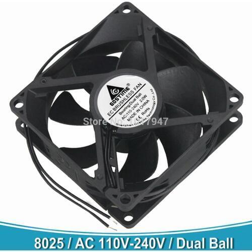 10 PCS Lot Gdstime Brushless EC Cooling Fan AC 110V 120V 220V 240V 8cm DC Dual Ball 80mm x 25mm