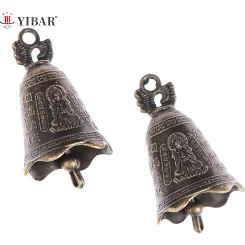 Antique Bell Chinese Mini Sculpture Pray Guanyin Buddha Bell Shui Feng Bell
