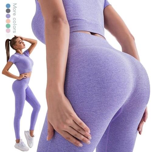 Women Sports Wear Seamless Gym Clothing Long Sleeve Yoga Set Women High Waisted Legging Set Gym Wear Tight Work Out Suit Set
