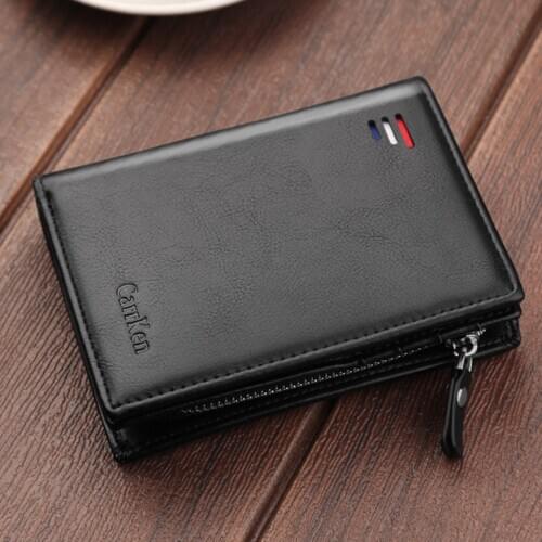 Fashion Zipper Mens Wallet Small Short Credit Card Holder for Male Vintage Mini Man Purse with Coin Pocket Carteira Portfel