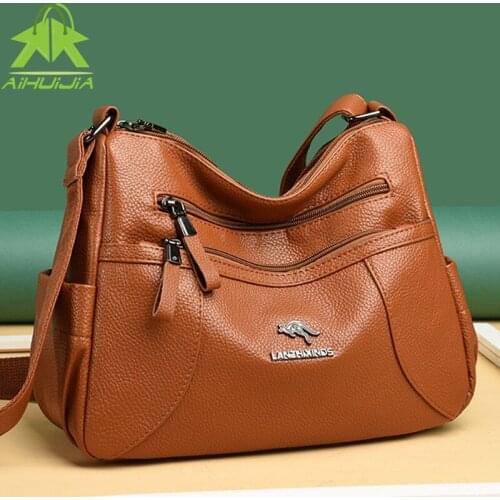 Fashion Womens High Capacity Shoulder Bags Solid Color Messenger Bag New High Quality Pu Leather All-match Travel Women Handbag