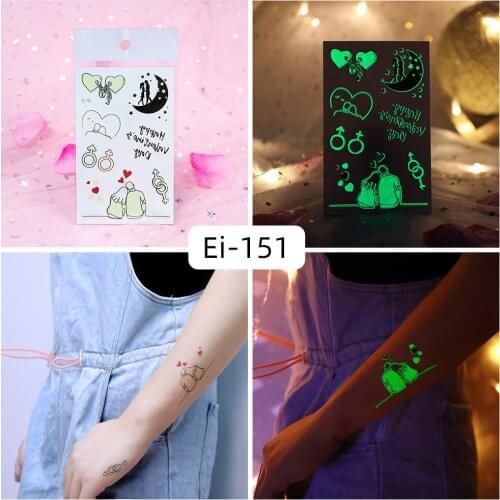 Tattoo Stickers Luminous Kids Girl Temporary Fake Tattoos Glow Paste on Face Arm Leg for Men Body Art Couples Moon Love Sticker