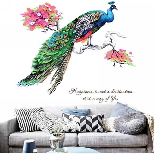 Fancy Peacock Wall Sticker Vinyl Living Room Decal Home Mural Art Decor 60cmx90cm