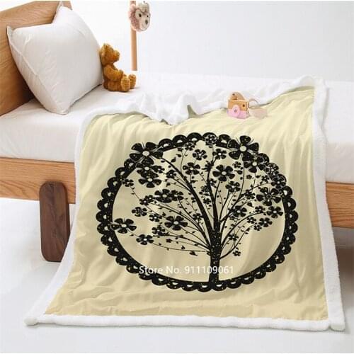 New Tree Art Home 3D-printed Gift Thickened Lamb Crystal Blanket Double Plush Cashmere Blanket Deluxe Sofa Bedroom Cover Blanket