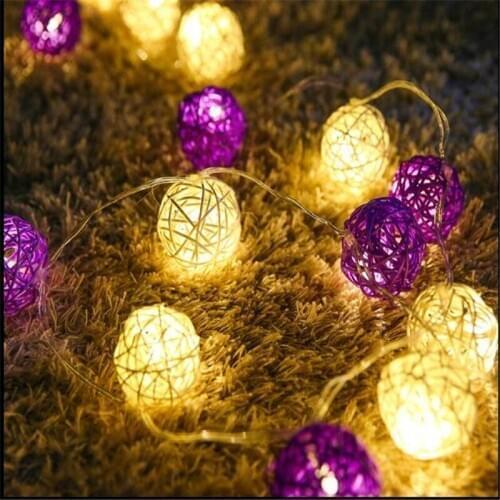 New 4cm purple white rattan ball 1.5m 10led string light christmas light indoor decoration fairy lights wedding party decoration