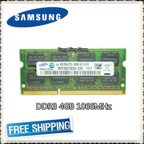 Samsung DDR3 4GB 1066MHz Laptop memory PC3-8500S notebook RAM 8500 4G SODIMM