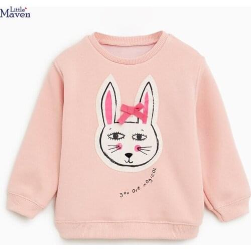 Little Maven Baby Girl Fall Clothes Toddler 2021 Autumn Cotton Bunny Print Sueter Sweatshirt Pink Sweater for Kids 2-7 Years