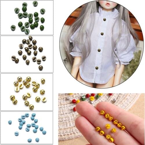 20Pcs 4mm Mini Mushroom Buttons Ultra-small Metal Doll Coat Shoes Decoration Buckle DIY 1/6 Doll Clothing Sewing Accessories