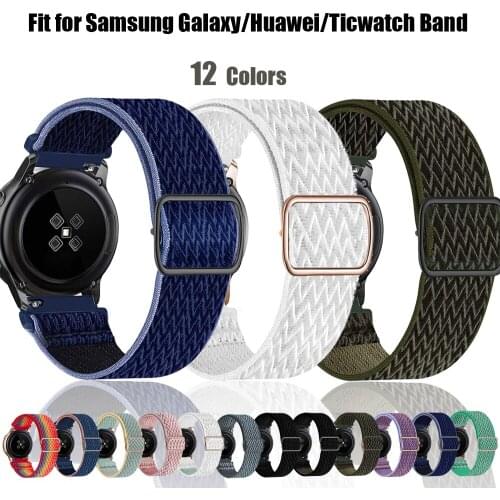 Elastic Nylon Strap for Samsung Galaxy Watch Active 2 46mm 42mm Adjustable Band for Huawei watch GT 2 amazfit gts bip TicWatch
