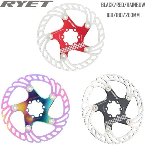 RYET MTB road disc brake cyclocross bike brake disc 44mm 6-bolt centerline 203/160/180mm brake rotor Hydreaulic Brake