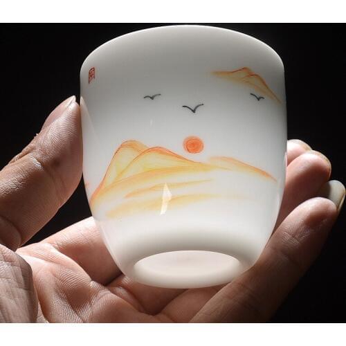 Hand-Painted Ceramic Whiteware Cup Ceramic Master Cup Single Cup Kung Fu Tea Set Teacup