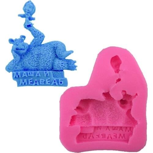 Girl Bear Shape Fondant Cake Silicone Molds Chocolate Biscuits Mould Embossed Mold DIY Wedding Cake Decorating Baking Tools