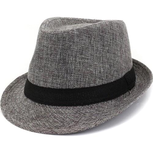 Spring Summer Womens Mens Fashion British Style Cotton Linen Jazz Hat Ribbon Decor Short Brim Fedoras Gangster Cap Beach Sunhat