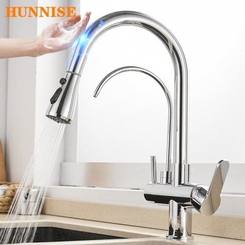 Touch Kitchen Faucets for Clean Drinking Water Fauet Pull Out Kitchen Sink Taps Brass Sensitive Touch Filter Kitchen Faucets