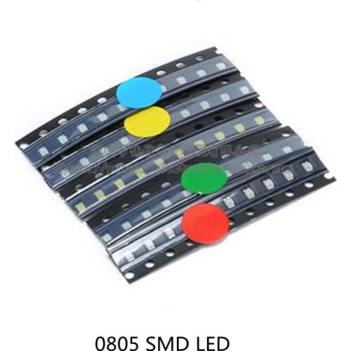 50PCS 0805 SMD LED SAMPLE BAG ( 0805 YELLOW GREEN BLUE WHITE RED 5X10PCS EACH ) LEDs Diode Assorted Kit