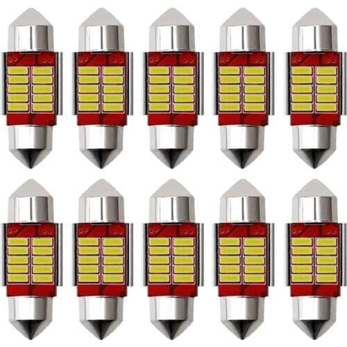 10Pcs C5W C10W LED Bulbs Canbus Festoon-31MM 36MM 39MM 41MM 4014 10 12SMD NO ERROR Car Interior Dome Light Reading Light 12V/24V