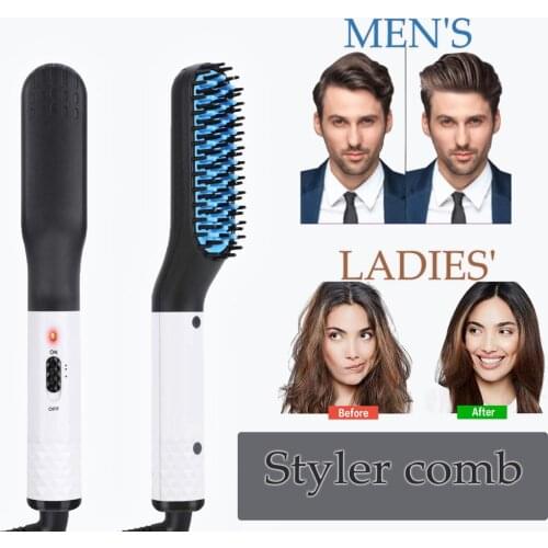 Hair Straightener Brush Fast Heating Hair Comb 3 In 1 Hairdryer Brush Electric Hair Iron Styling Tools Beard Comb Hot Air Brush