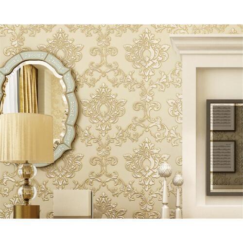 Beibehang High-end luxury European-style wallpaper bedroom living room TV wall wallpaper non-woven 3D Damascus wallpaper roll