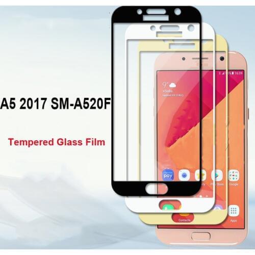 For Samsung Galaxy A5 2017 High Quality Explosion-proof Tempered Glass Full Cover Screen Protector Film Black Color Glass Film