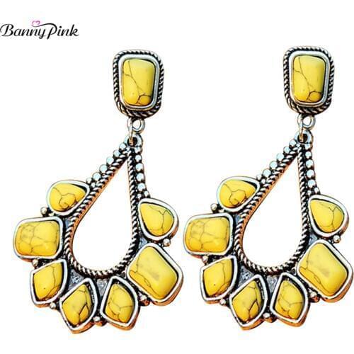 Banny Pink Irregular Stone Statement Stud Earrings For Women Indian Wedding Chandelier Earrings Chunky Waterdrop Post Earrings