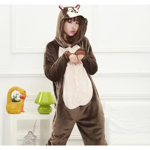 Adult Anime Kigurumi Onesies Squirrel Costume Women Cute Cartoon Animal Bunny Pig Pajamas Onepieces Sleepwear Home Cloths Girl