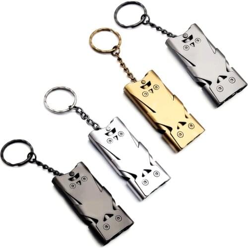 1pcs Whistle EDC High Decibel Stainless Portable Keychain Steel Three-Pipe Emergency Survival Whistle Outdoor Equipment