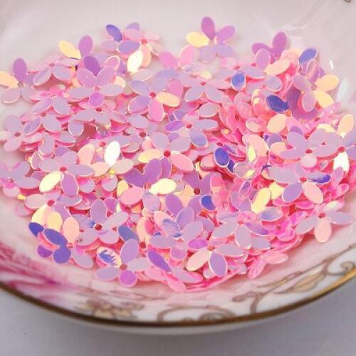 10g/lot PVC Sequins 10mm Flower With 1 Center Hole Plum Blossom Cup Loose Sequins Pink Confetti