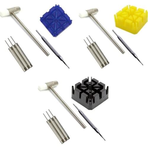 6Pcs DIY Professional Remover Tool Hammer Punch Pins Practical Watch Strap Holder Watch And Link Repair Tools Kits Remover Tool