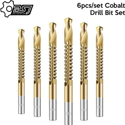 6pcs Drill Bit Carbide Tip HSS High Drill Bit Saw Set Metal Wood Drilling Hole tools Drill Titanium Coated Woodworking