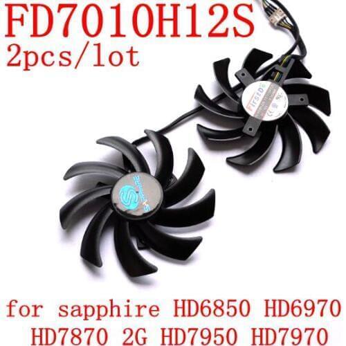 Free Shipping 2pcs/lot FD7010H12S 85mm for sapphire HD6850 HD6970 HD7870 2G HD7950 HD7970 graphics card cooling fan