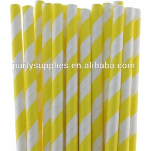 Free Shipping 4000pcs/lot Yellow Striped Paper Drinking Straws for Baby Shower Party Decoration Drinking Straws