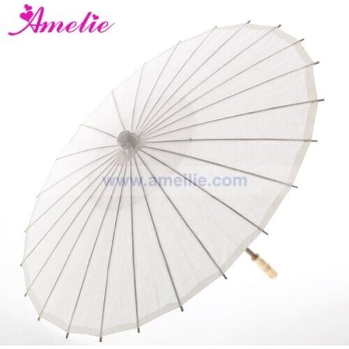 Free shipping Stock White Wedding Paper Parasol Umbrellas