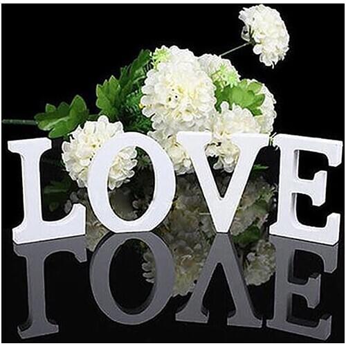 Large White Wooden English Letters 3D Personalized Name Design Free Standing Heart Wedding Birthday Party 7cm Home Decor