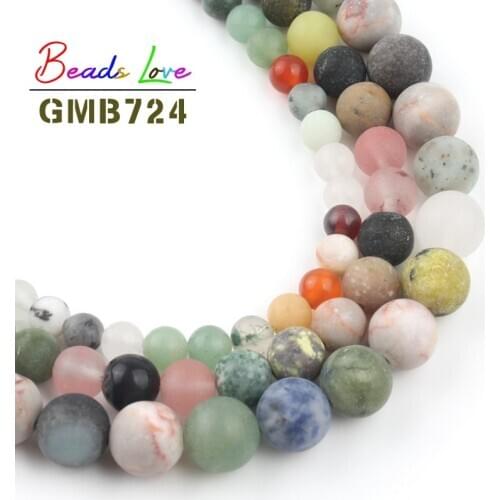 6mm-10mm Natural Dull Polish Matte Colorful Rainbow Stone Round Beads for Jewelry Making Diy Bracelet Necklace Wholesale 15 Inch