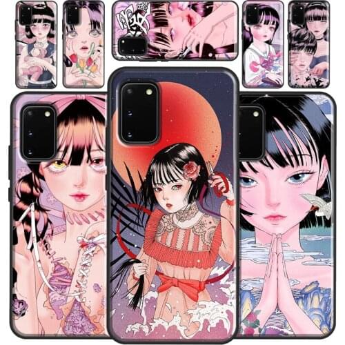 Cartoon Girl Aesthetic Soft Cover For Samsung Galaxy S20 FE S21 Ultra S8 S9 S10 Plus Note 10 9 Note 20 Ultra Case