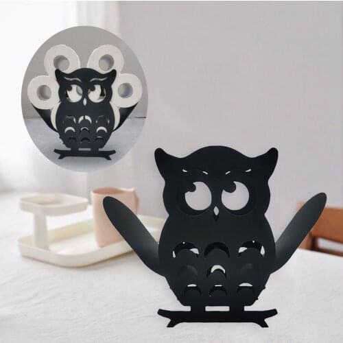 Owl Toilet Paper Roll Holder Free Standing Cute & Funny Bathroom Tissue Storage Stand Washroom Office Decor Accessories Black